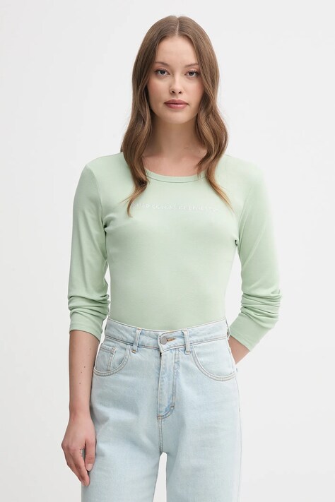 Памучна блуза с дълги ръкави United Colors of Benetton в лилаво 3GA2E16G0
