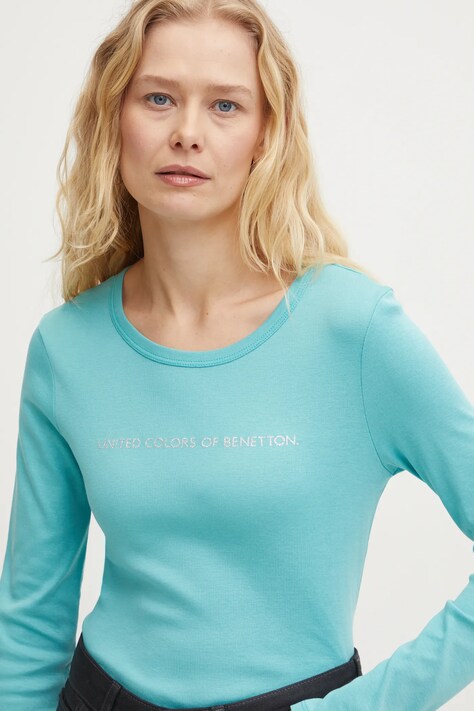 United Colors of Benetton longsleeve din bumbac culoarea violet, 3GA2E16G0