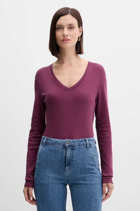 Хлопковый лонгслив United Colors of Benetton цвет зелёный 3GA2E4245