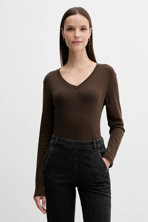 United Colors of Benetton longsleeve din bumbac culoarea verde, 3GA2E4245