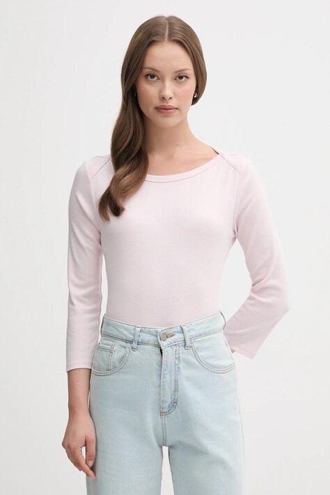 Памучна блуза с дълги ръкави United Colors of Benetton в розово 3GA2E16A1