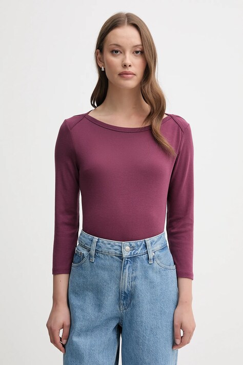 Памучна блуза с дълги ръкави United Colors of Benetton в розово 3GA2E16A1