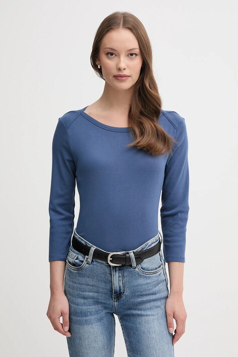 United Colors of Benetton longsleeve bawełniany kolor niebieski 3GA2E16A1