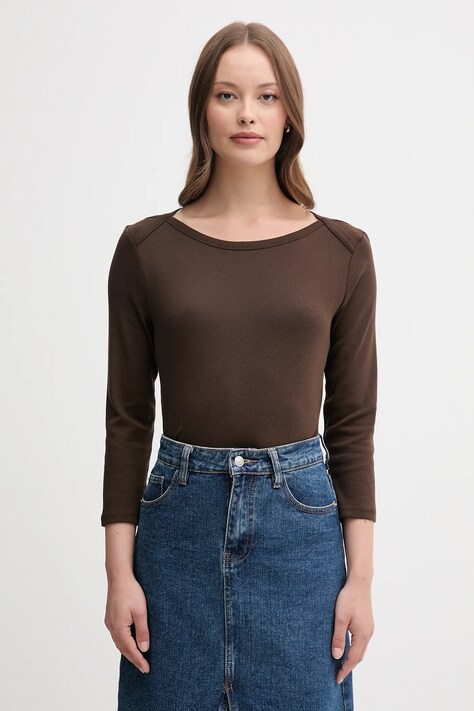 Памучна блуза с дълги ръкави United Colors of Benetton в розово 3GA2E16A1