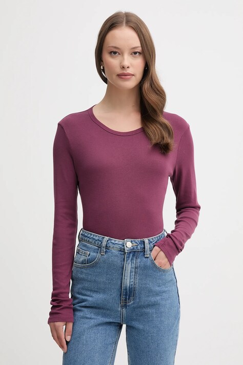 Памучна блуза с дълги ръкави United Colors of Benetton в розово 3GA2E16F9