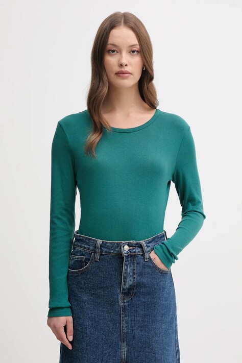 Памучна блуза с дълги ръкави United Colors of Benetton в розово 3GA2E16F9