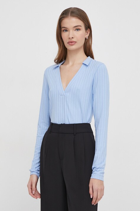 Блуза с дълги ръкави United Colors of Benetton дамска в синьо