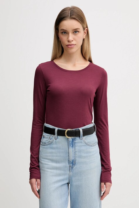 Sisley longsleeve damski kolor bordowy