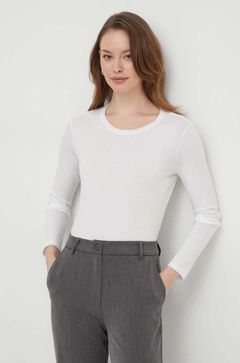 Sisley longsleeve femei, culoarea alb