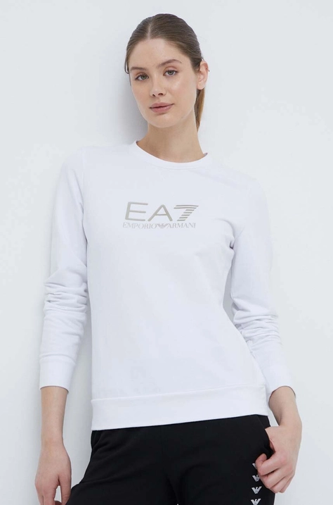 Longsleeve EA7 Emporio Armani χρώμα: άσπρο