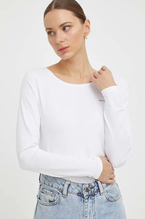 Βαμβακερή μπλούζα με μακριά μανίκια Marc O'Polo χρώμα: άσπρο 401218352007