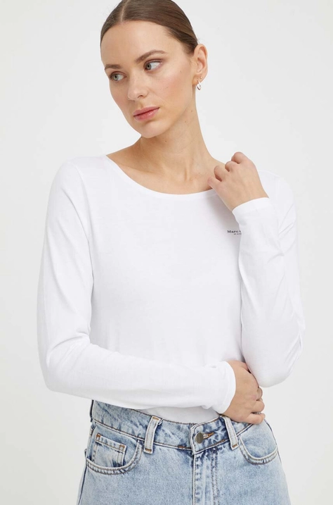 Marc O'Polo longsleeve din bumbac culoarea alb