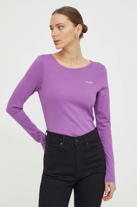 Marc O'Polo longsleeve din bumbac culoarea violet