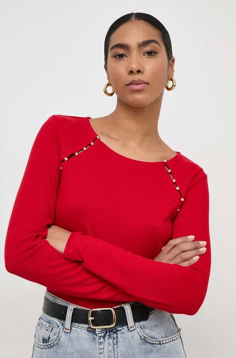 Majica z dolgimi rokavi Morgan ženski, rdeča barva