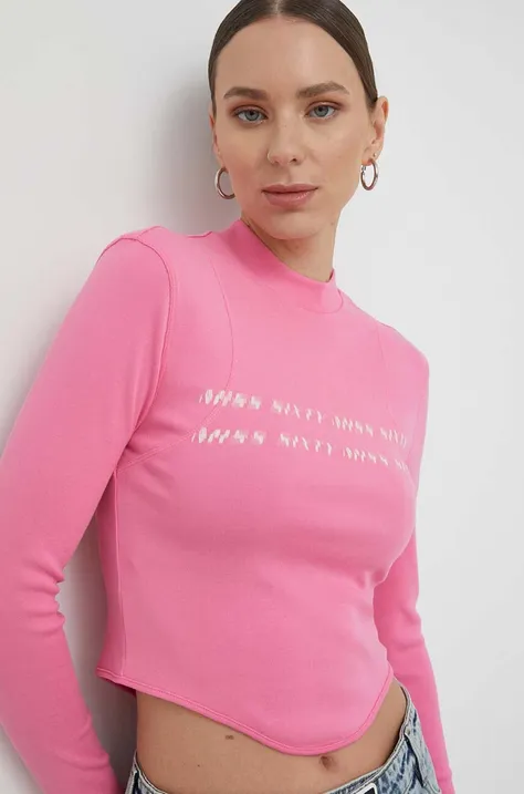 Tričko s dlouhým rukávem Miss Sixty růžová barva