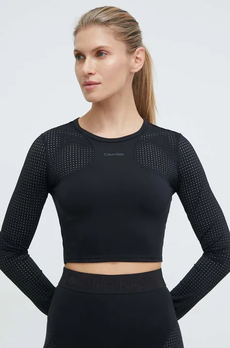 Блуза с дълги ръкави за трениране Calvin Klein Performance в черно