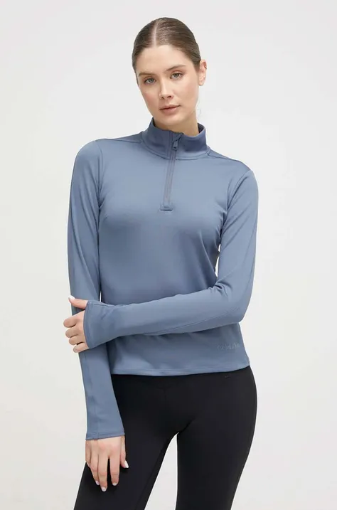 Блуза с дълги ръкави за трениране Calvin Klein Performance в синьо с ниско поло