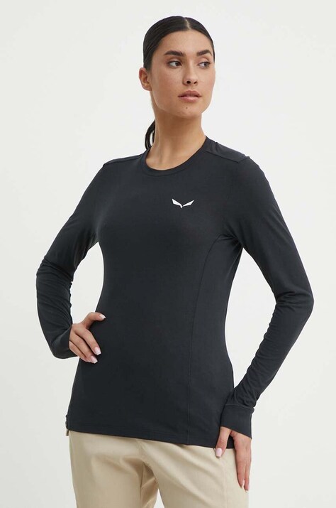 Salewa longsleeve sportowy Puez Dry kolor czarny 00-0000028865