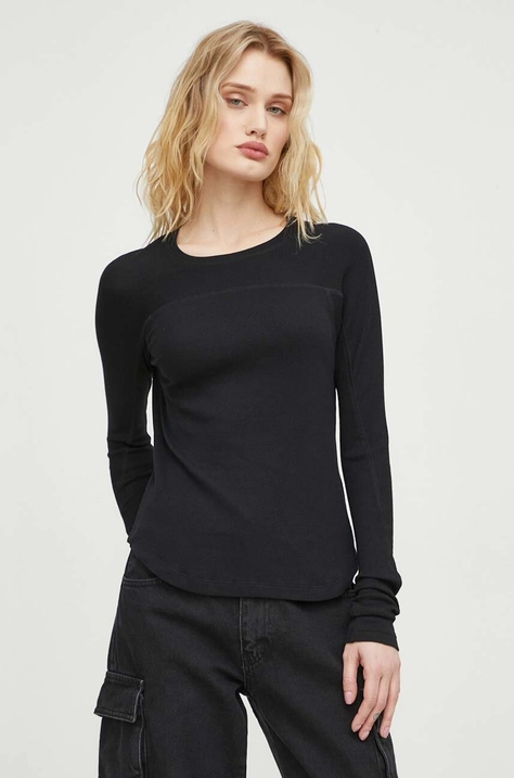 G-Star Raw longsleeve din bumbac culoarea negru