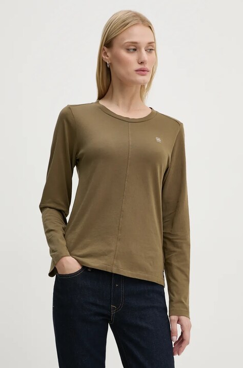 G-Star longsleeve din bumbac culoarea verde