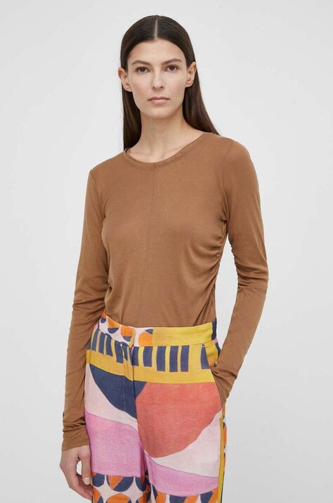 G-Star longsleeve din bumbac culoarea maro