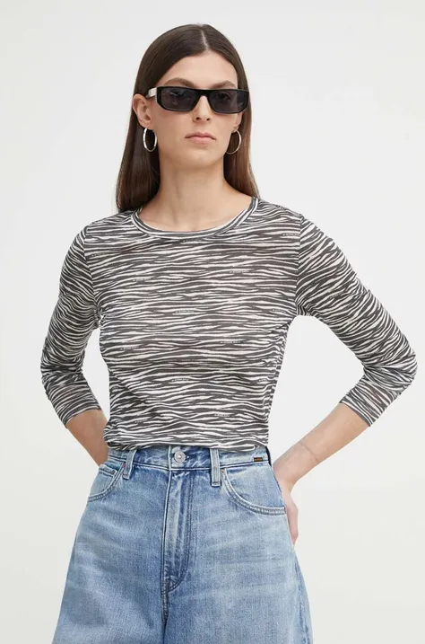 Bavlnené tričko s dlhým rukávom G-Star Raw šedá farba