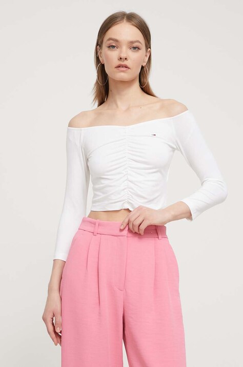 Tommy Jeans bluzka kolor biały gładka DW0DW17892