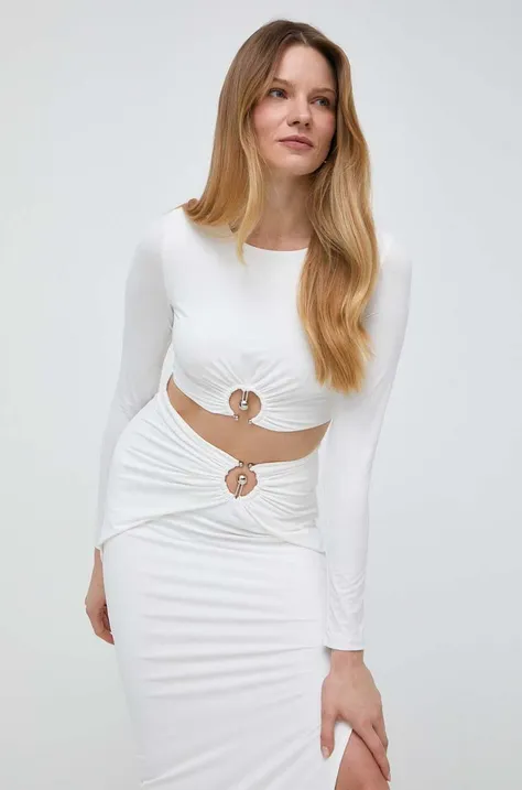 Tričko s dlhým rukávom Bardot dámsky, biela farba