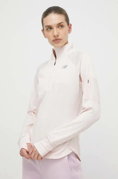 Bežecké tričko s dlhým rukávom New Balance Heat Grid Half Zip ružová farba, WT23252QPH