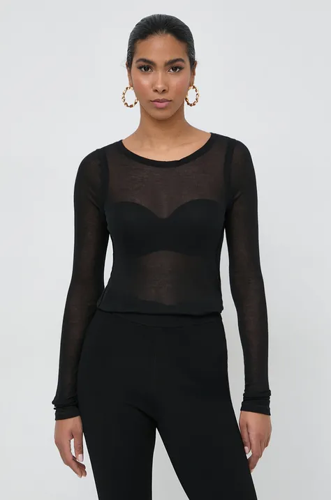 Majica dugih rukava Victoria Beckham za žene, boja: crna