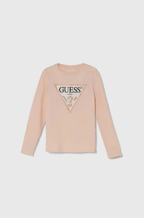 Dječja majica dugih rukava Guess boja: ružičasta