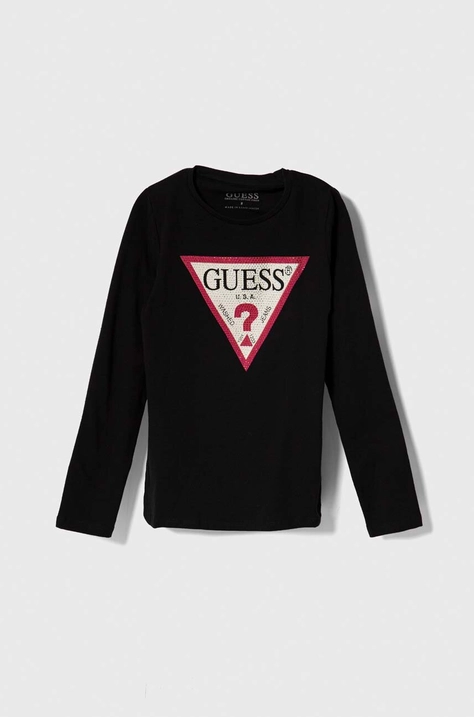 Дитячий лонгслів Guess колір чорний