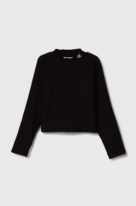 Calvin Klein Jeans longsleeve copii culoarea negru, cu turtleneck