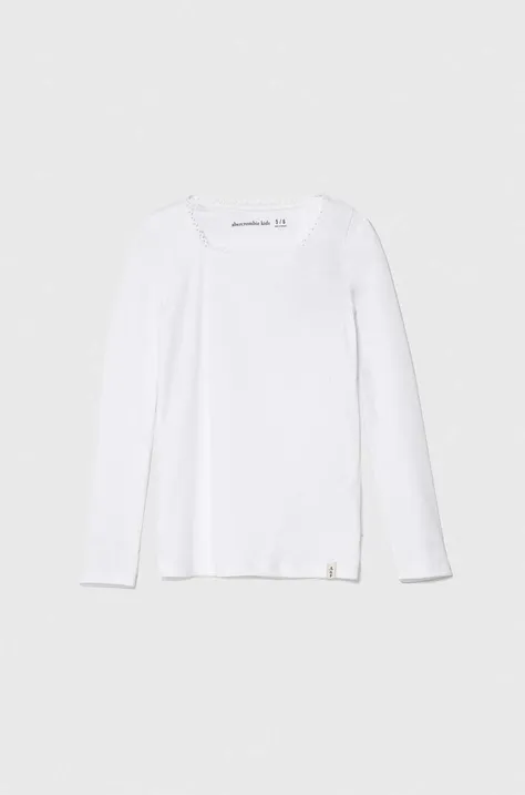 Детска блуза с дълги ръкави Abercrombie & Fitch в бяло