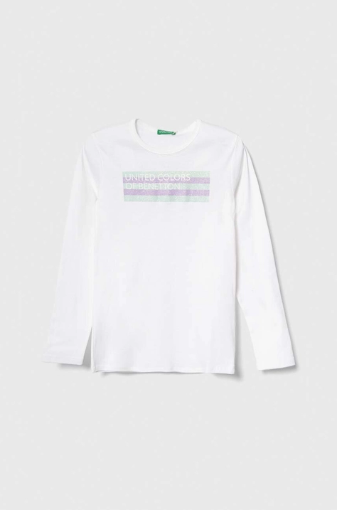 United Colors of Benetton longsleeve bawełniany dziecięcy kolor biały