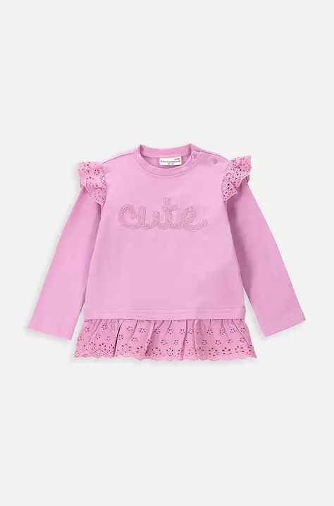 Tričko s dlhým rukávom pre bábätká Coccodrillo ružová farba