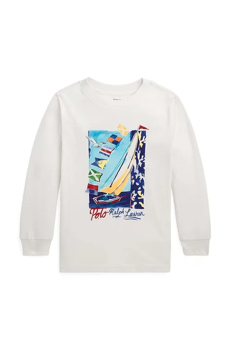 Dječja pamučna majica dugih rukava Polo Ralph Lauren boja: bijela, s tiskom