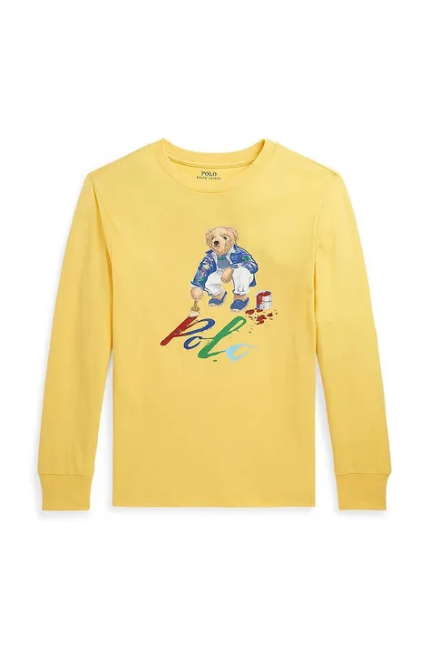 Дитячий бавовняний лонгслів Polo Ralph Lauren колір жовтий з принтом