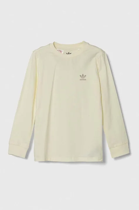 Detská bavlnená košeľa s dlhým rukávom adidas Originals béžová farba, jednofarebný
