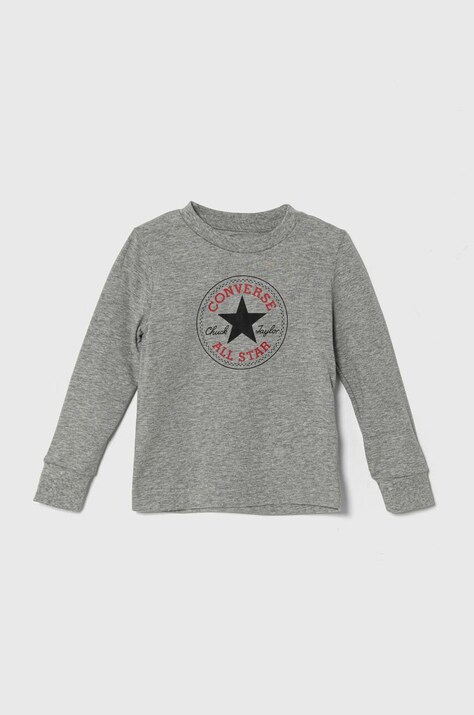 Converse longsleeve din bumbac culoarea gri, cu imprimeu