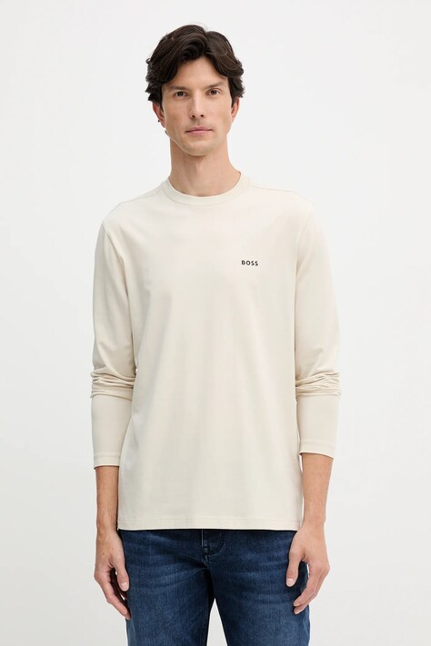 BOSS Green longsleeve męski kolor biały gładki 50506365