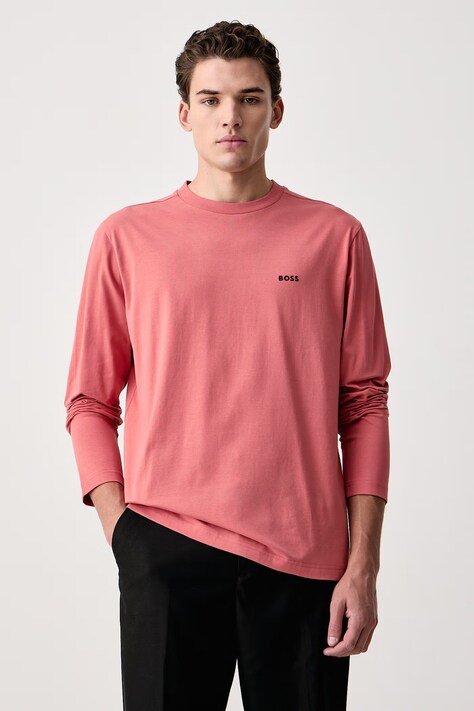 BOSS Green Лонгслив для мужчин из хлопка с эластаном Tee Long розовый 50506365