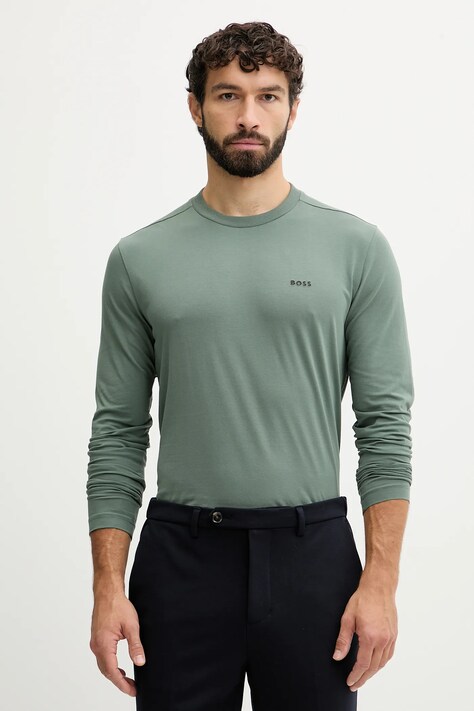 Блуза с дълги ръкави BOSS Green в черно с изчистен дизайн 50506365