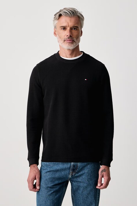 Tommy Hilfiger Tričko s dlhým rukávom pánske s bavlnou čierne MW0MW34251