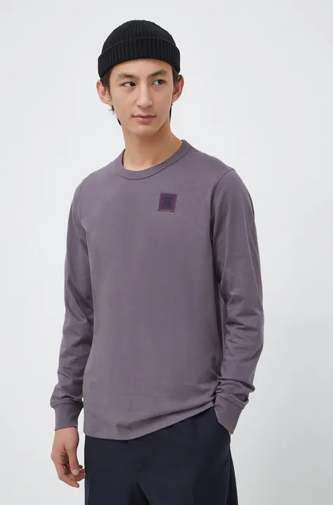 Βαμβακερή μπλούζα με μακριά μανίκια G-Star Raw χρώμα: μοβ