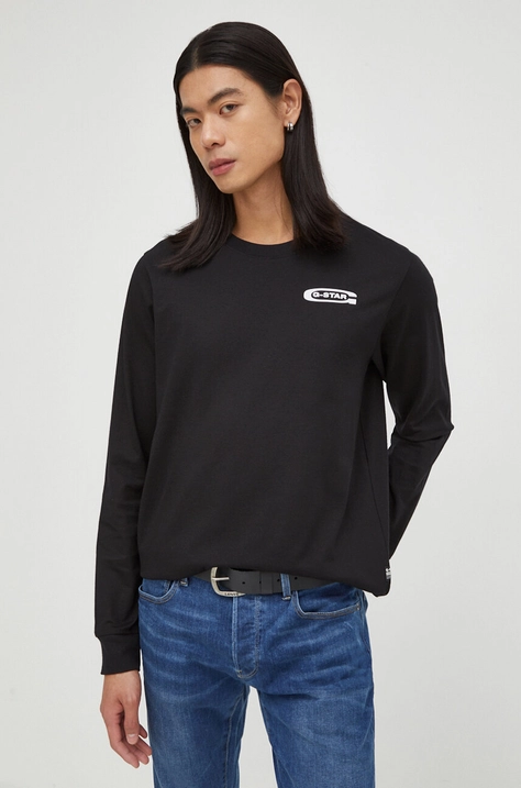 G-Star Raw longsleeve bawełniany kolor czarny z aplikacją