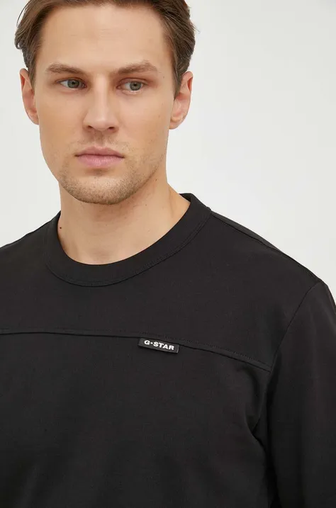 Bavlněné tričko s dlouhým rukávem G-Star Raw černá barva