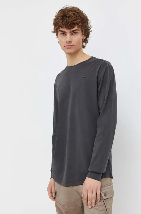 Βαμβακερή μπλούζα με μακριά μανίκια G-Star Raw χρώμα: γκρι