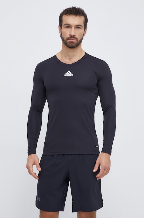 Tréningové tričko s dlhým rukávom adidas Performance Team Base Team Base čierna farba, s potlačou, GN5677