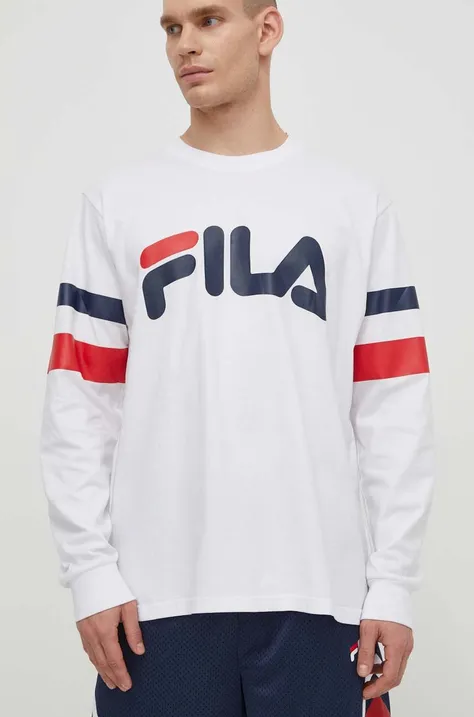 Fila longsleeve din bumbac Luohe culoarea alb, cu imprimeu, FAM0669